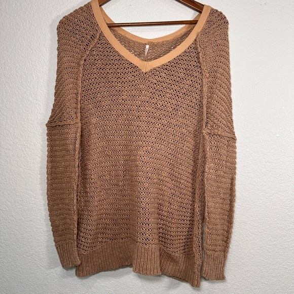Free People Open Tan Knit Sweater Women's XS - Picture 1 of 7